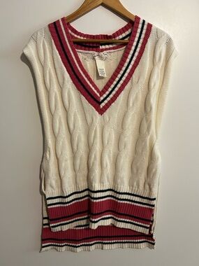 Free People Sweater Vest with Rose and Black Trim